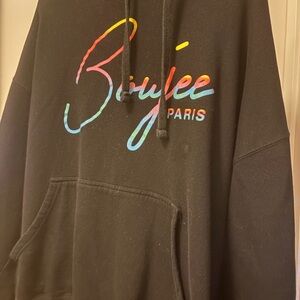 Fashion Nova Black Sweater with Multicolor Logo